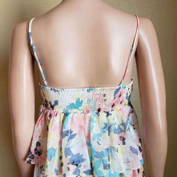 Candies Women's Pastel Floral Tiered Spaghetti Strap Dress - Picture 6 of 8